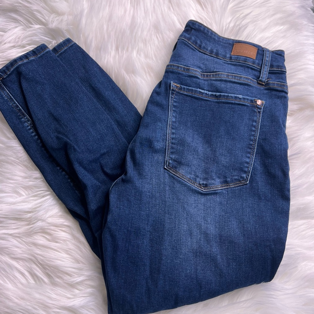 Judy Blue Button Fly Little Distressed Dark Wash Skinny Jeans Size 14W